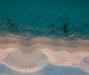 Превью обои пляж, море, вид сверху, песок, вода