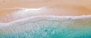 Превью обои пляж, море, вид сверху, вода, люди, лето