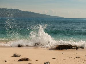 Превью обои пляж, море, вода, брызги, пейзаж