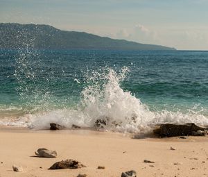Превью обои пляж, море, вода, брызги, пейзаж