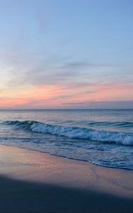 Превью обои пляж, море, волны, прибой, сумерки