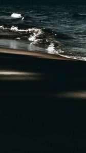 Превью обои пляж, море, волны, пейзаж, темный