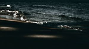 Превью обои пляж, море, волны, пейзаж, темный
