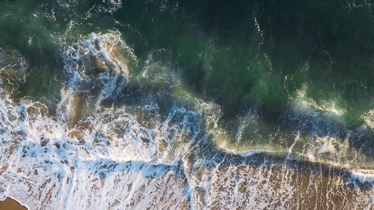 Обои пляж, море, волны, лето, вид сверху