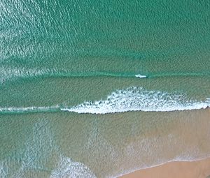 Превью обои пляж, море, волны, вода, вид сверху, синий