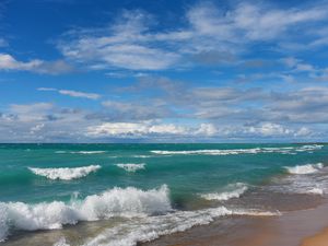 Превью обои пляж, море, волны, пейзаж