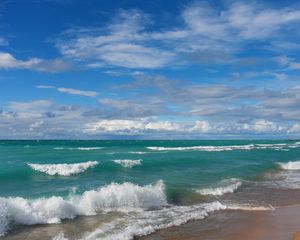 Превью обои пляж, море, волны, пейзаж