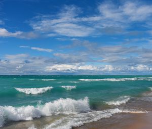 Превью обои пляж, море, волны, пейзаж