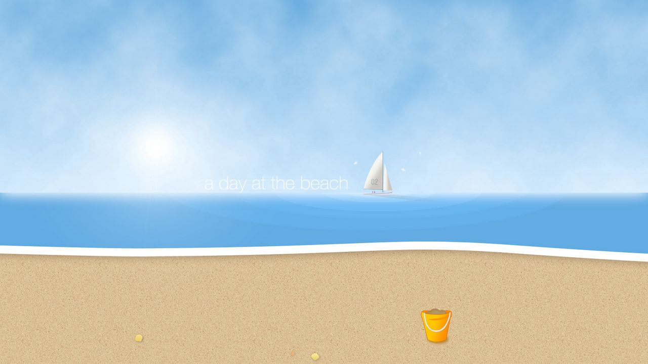Обои пляж, один день на пляже, парусник, волны, песок, солнце