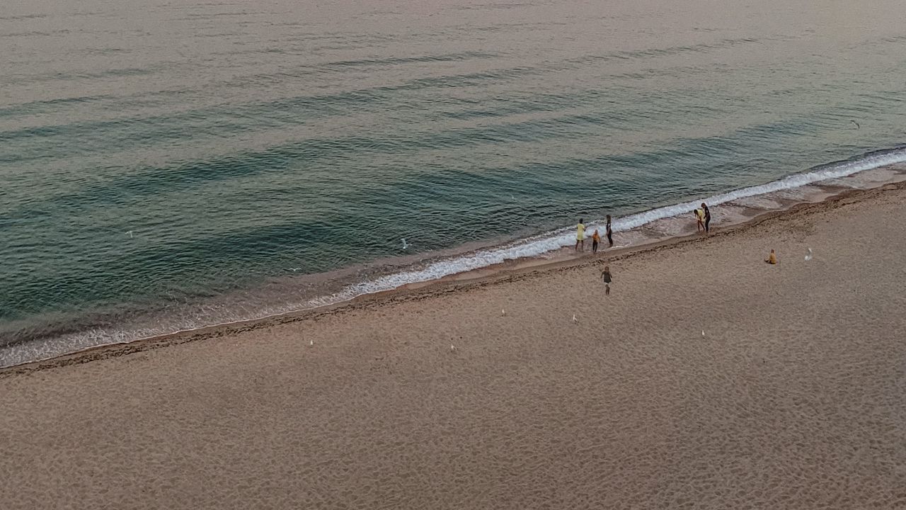 Обои пляж, океан, люди, силуэты