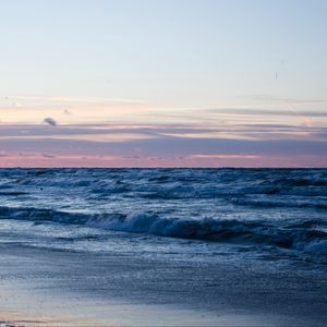 Превью обои пляж, океан, песок, горизонт