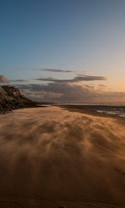 Превью обои пляж, песок, берег, скалы, море, природа