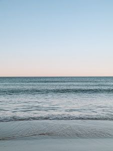 Превью обои пляж, песок, море, побережье, горизонт