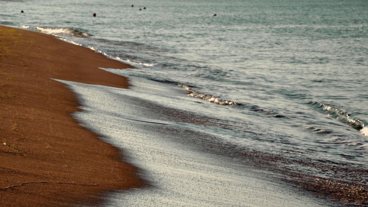 Обои пляж, песок, море, волны, вода