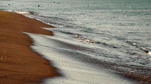 Превью обои пляж, песок, море, волны, вода
