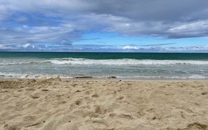 Превью обои пляж, песок, море, волны, вода, пейзаж