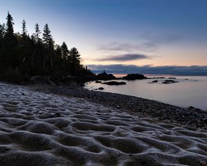 Превью обои пляж, песок, море, сумерки, пейзаж