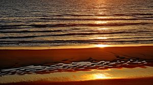 Превью обои пляж, песок, море, закат, природа