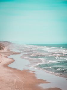 Превью обои пляж, побережье, волны, вода, песок
