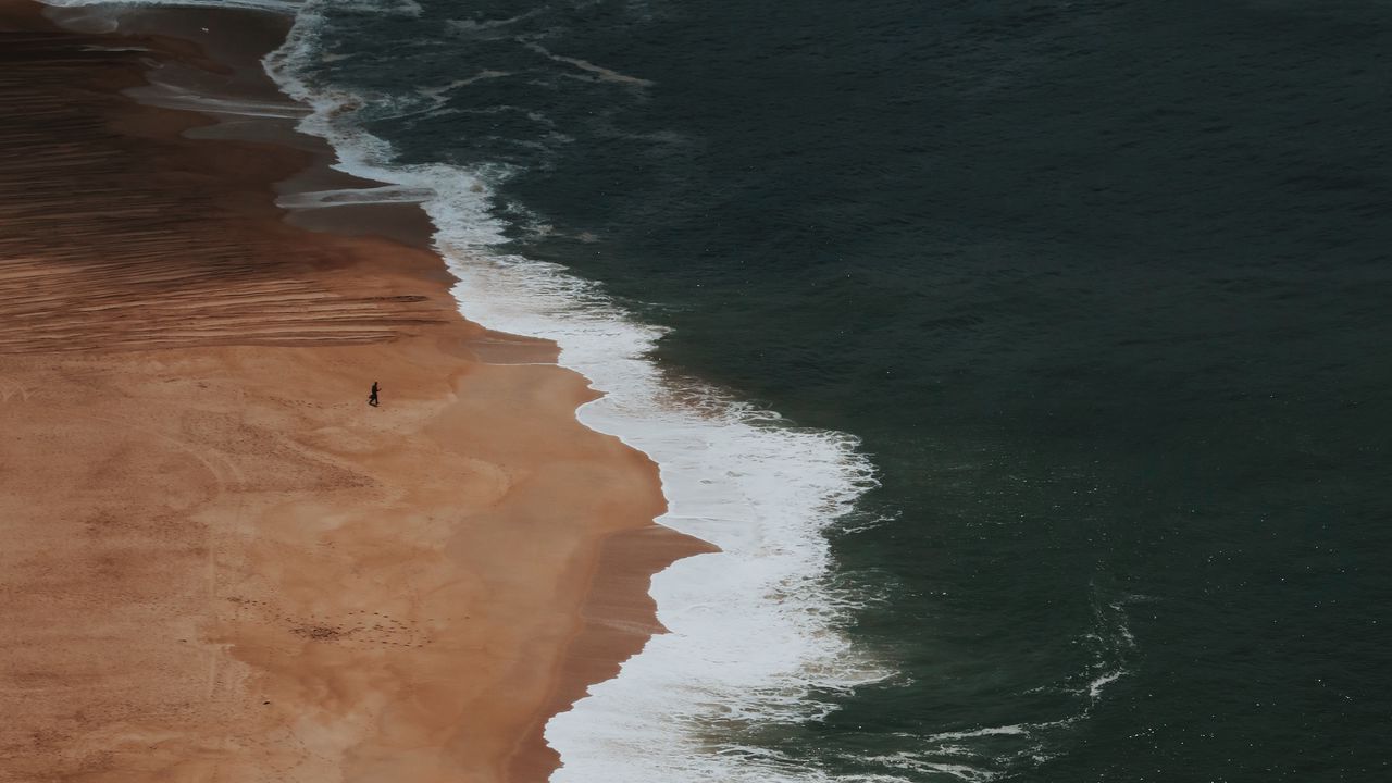 Обои пляж, силуэт, грусть, одиночество