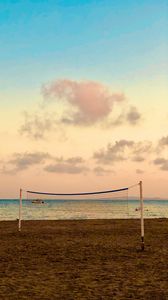 Превью обои пляж, волейбол, волейбольная сетка, море, горизонт