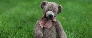 Превью обои плюшевый мишка, игрушка, трава