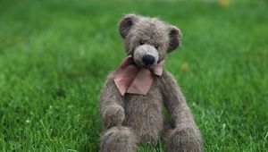 Превью обои плюшевый мишка, игрушка, трава