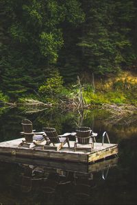 Превью обои плот, река, отдых, природа, деревья