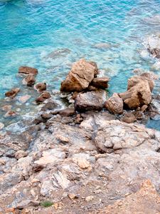 Превью обои побережье, камни, море, вода