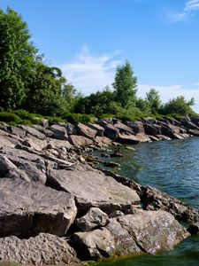 Превью обои побережье, камни, море, вода, пейзаж