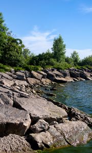 Превью обои побережье, камни, море, вода, пейзаж, природа