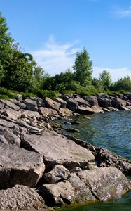 Превью обои побережье, камни, море, вода, пейзаж, природа