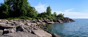Превью обои побережье, камни, море, вода, пейзаж, природа
