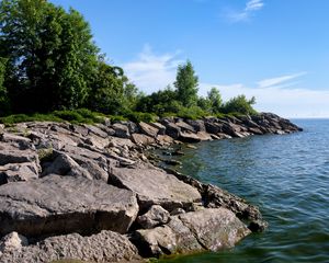 Превью обои побережье, камни, море, вода, пейзаж, природа
