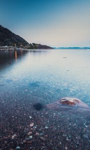 Превью обои побережье, море, галька, небо