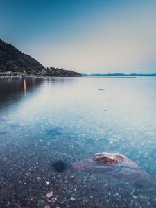 Превью обои побережье, море, галька, небо