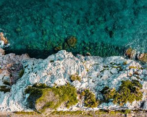 Превью обои побережье, море, железная дорога, вид сверху