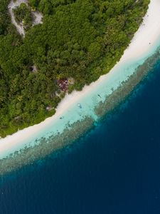 Превью обои побережье, вид сверху, море, здание