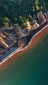 Превью обои побережье, вид сверху, море, скалы