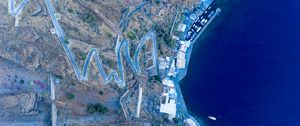 Превью обои побережье, вид сверху, пристань, море