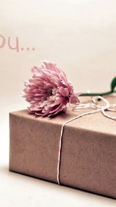 Превью обои подарок, коробка, цветок