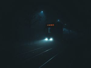 Превью обои поезд, ночь, темнота