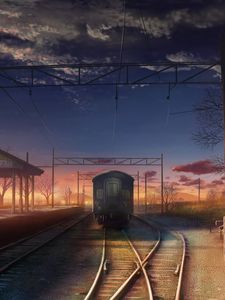 Превью обои поезд, железная дорога, арт