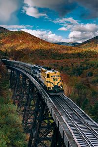 Превью обои поезд, железная дорога, осень, деревья