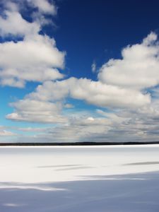 Превью обои поле, снег, облака, зима, белый, природа
