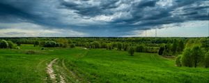 Превью обои поле, трава, небо, лето, облака