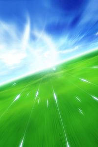 Превью обои полет, движение, зеленый, голубой, трава, небо