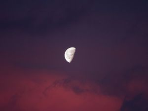 Превью обои полнолуние, луна, небо, ночь, розовый