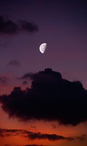Превью обои полнолуние, луна, облака, небо, закат