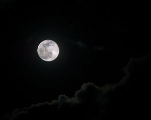 Превью обои полнолуние, луна, облака, ночь